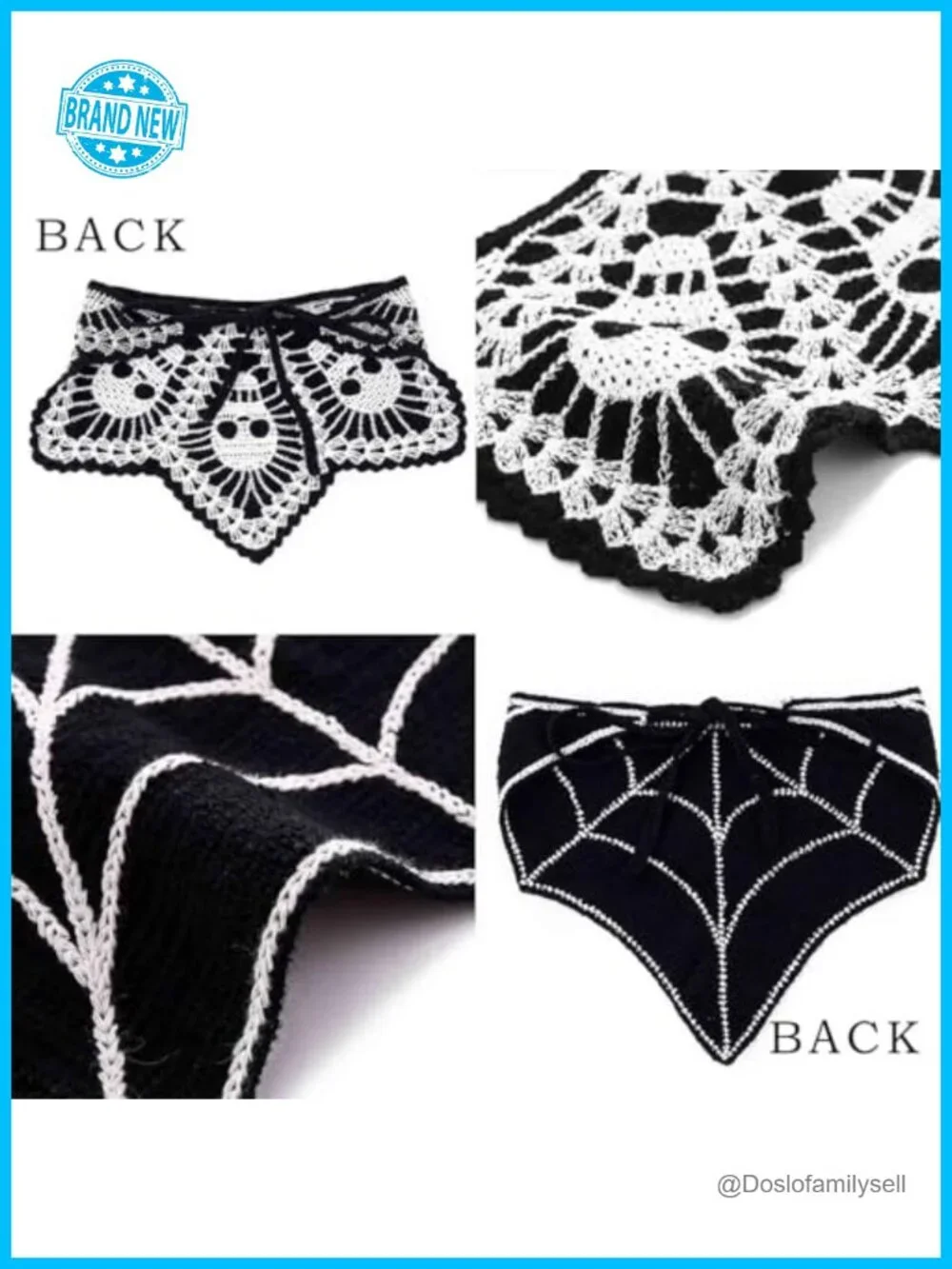 Black Skull Headbands Crochet Bandanas Hair Accessories Set of 2